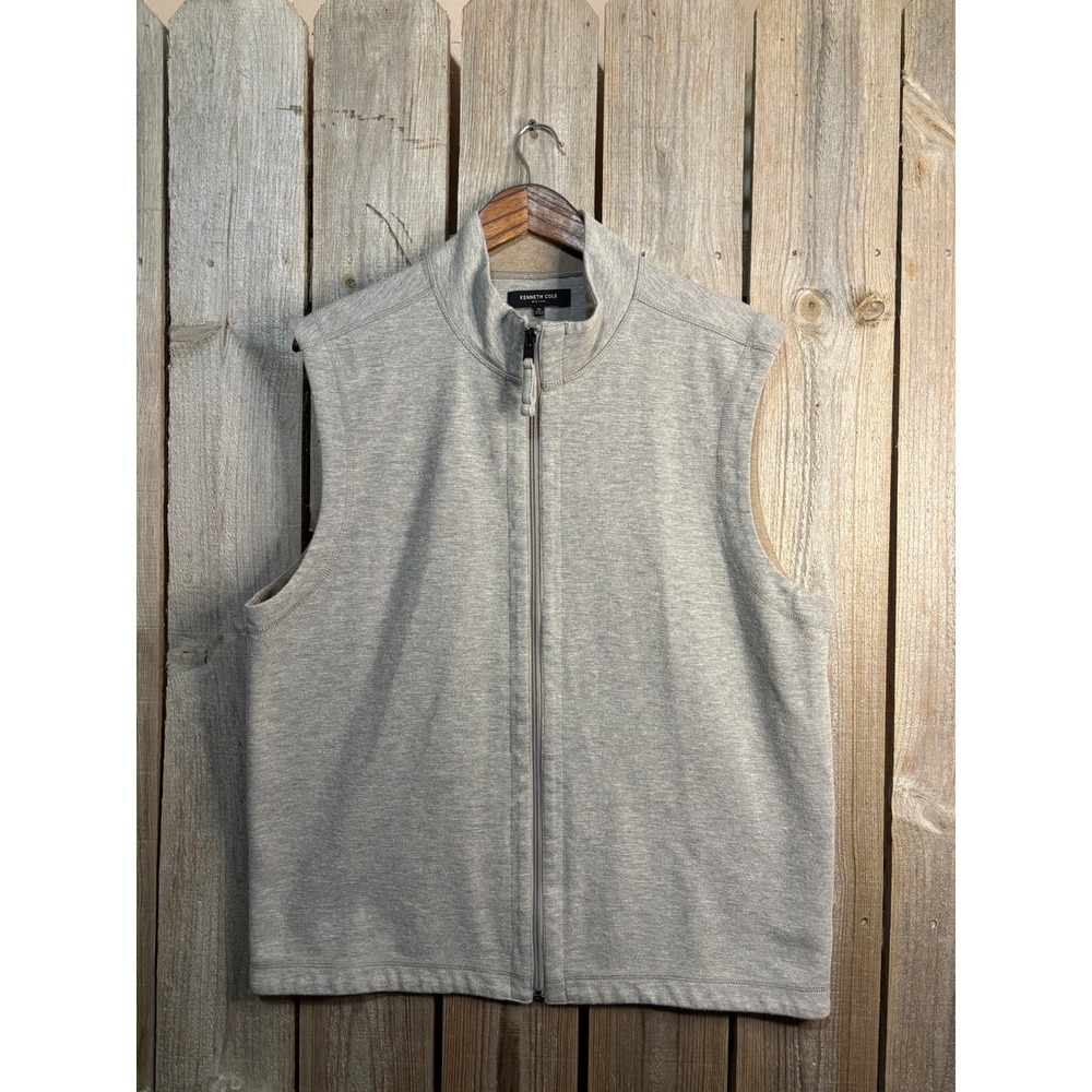 Kenneth Cole New York Mens Gray Full Zip Mock Neck Vest XL KF9J43GRH
